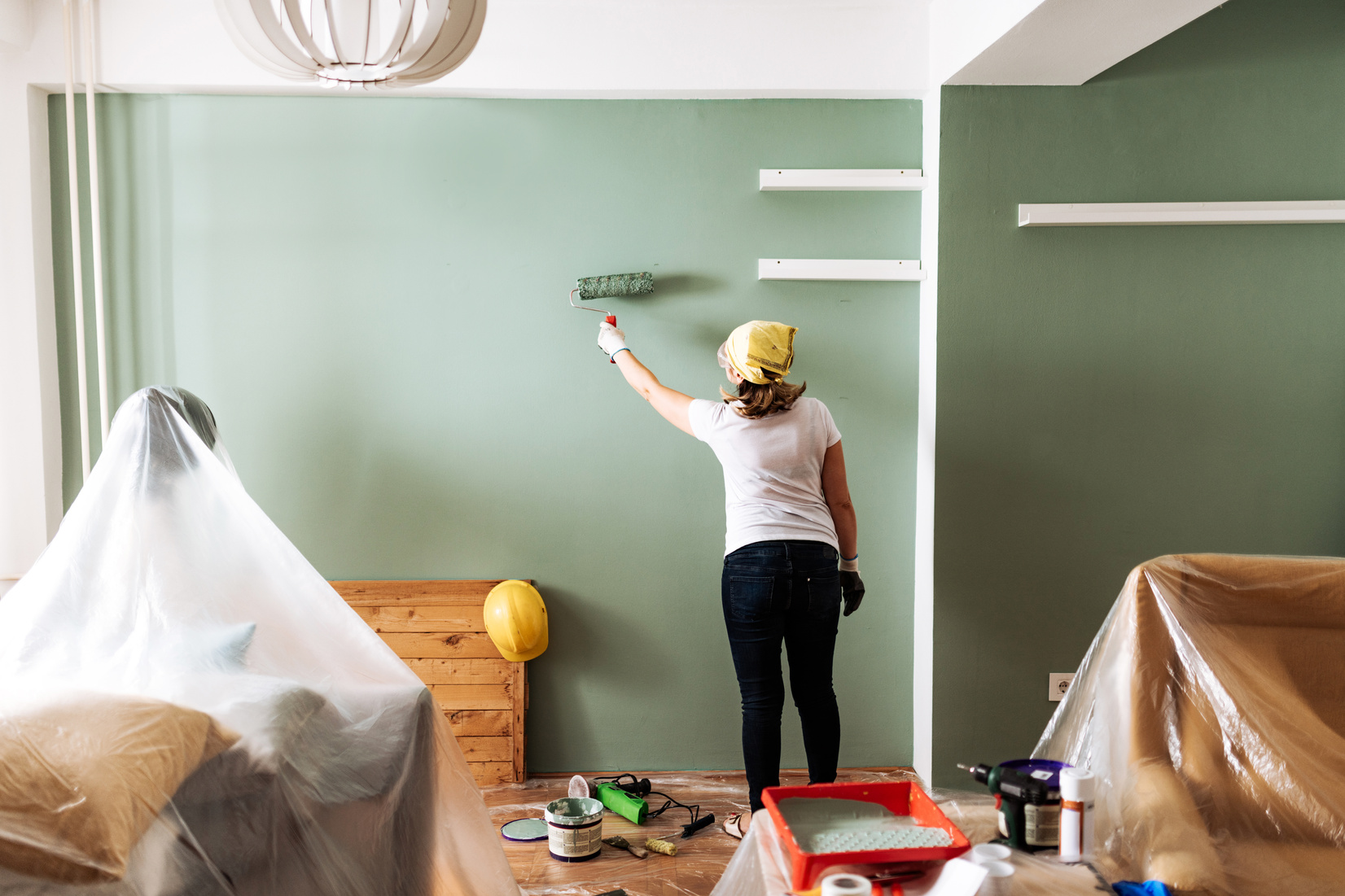 Home improvement and painting the walls at home